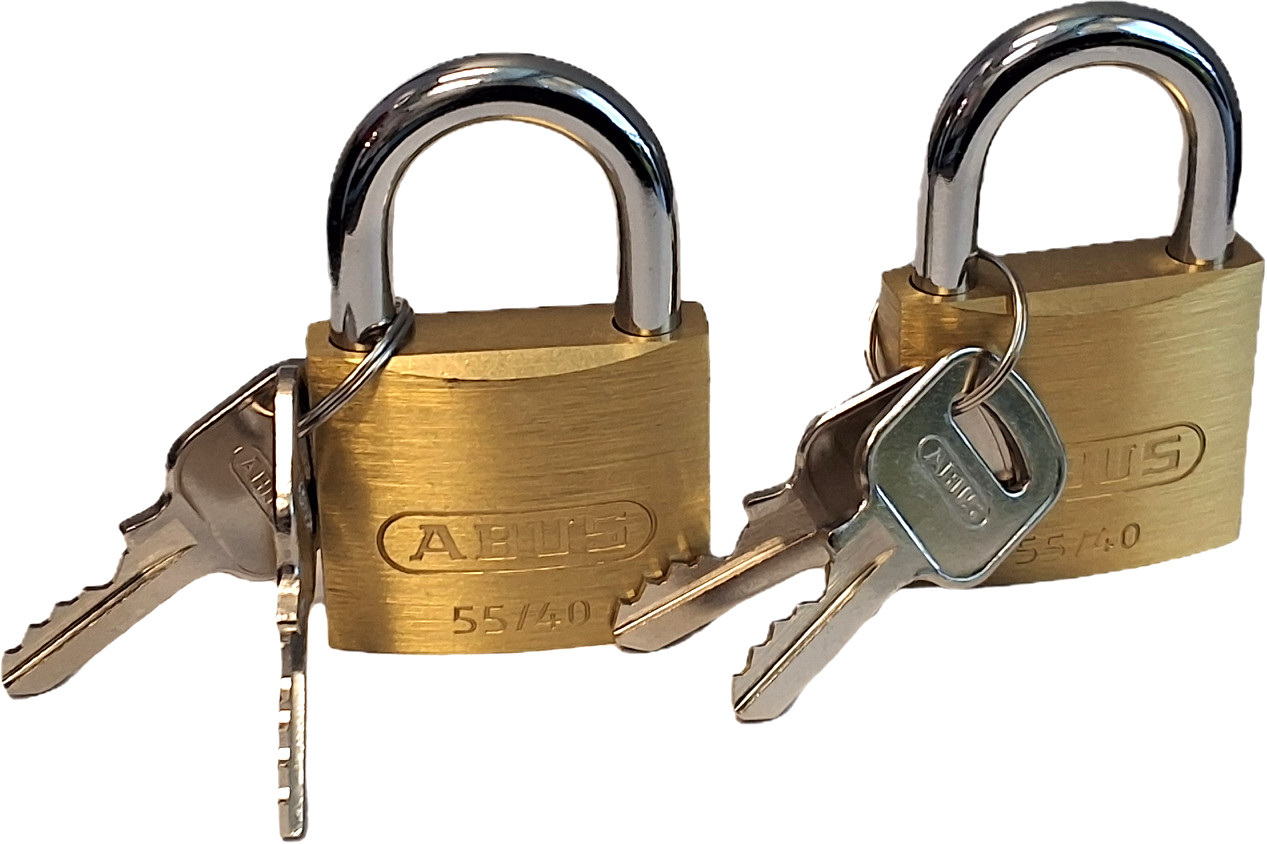 ABUS 55/40 Brass Padlock Hardened Steel Shackle Security Lock 2 Pack NEW