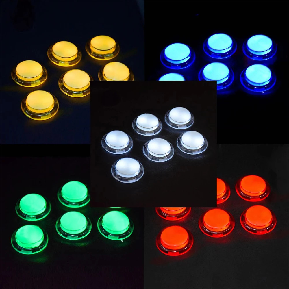 Arcade Button LED lit Push Buttons MAME Multicade 5V LED CLEAR JAMMA BUTTON 5pcs