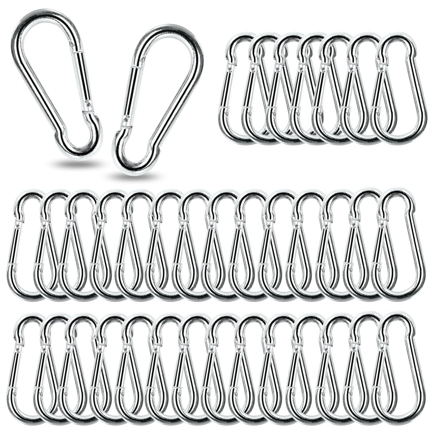 Acrux7 60Pcs M6 Carabiner Clip 2.5 Inch Heavy Duty Spring Snap Hook Small Carabi