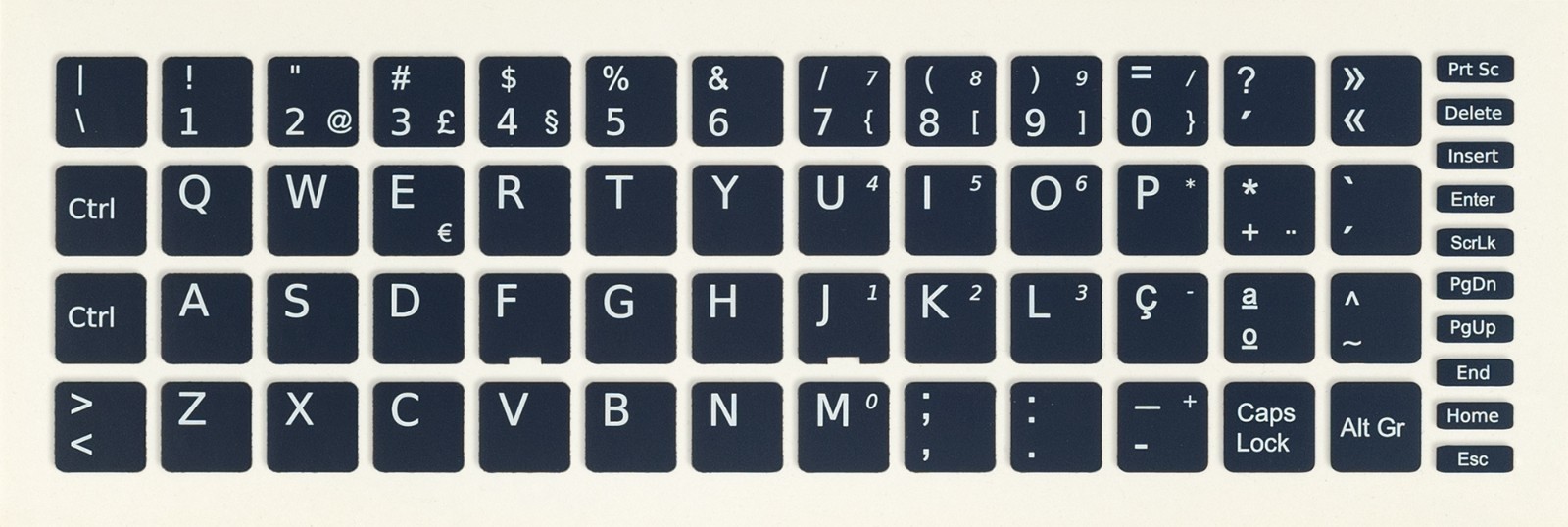 REPLACEMENT PORTUGUESE PT-PT KEYBOARD STICKER KEY LAPTOP DARK BLUE 13x13mm