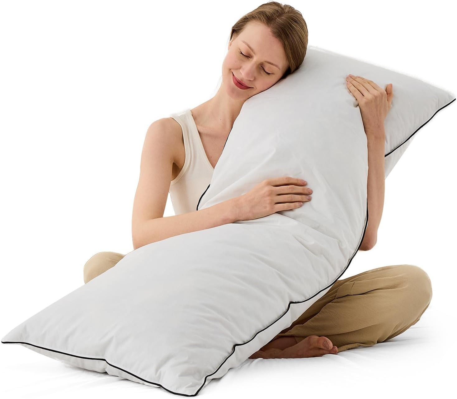 DWR Goose Feather down Body Pillow, down Alternative Surround, Organic Cotton Co