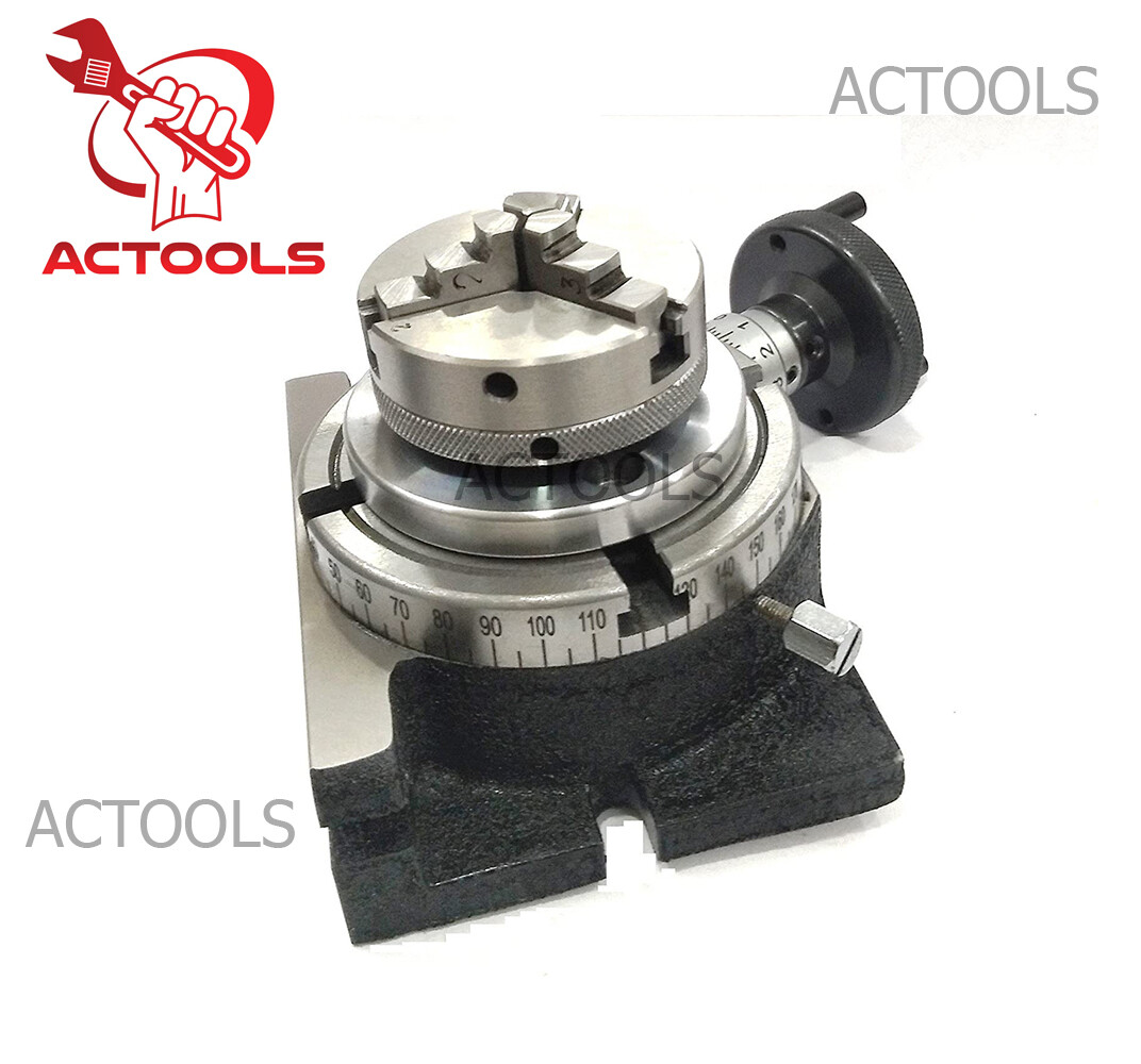 4" 100mm Rotary Table Horizontal And Vertical With 3 Jaw 65mm Chuck Backplate