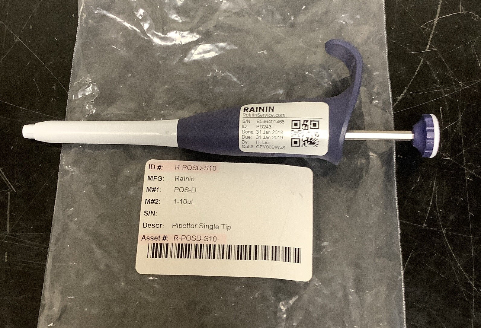 Rainin R-POSD-S10 1-10uL Pipettor Single Tip