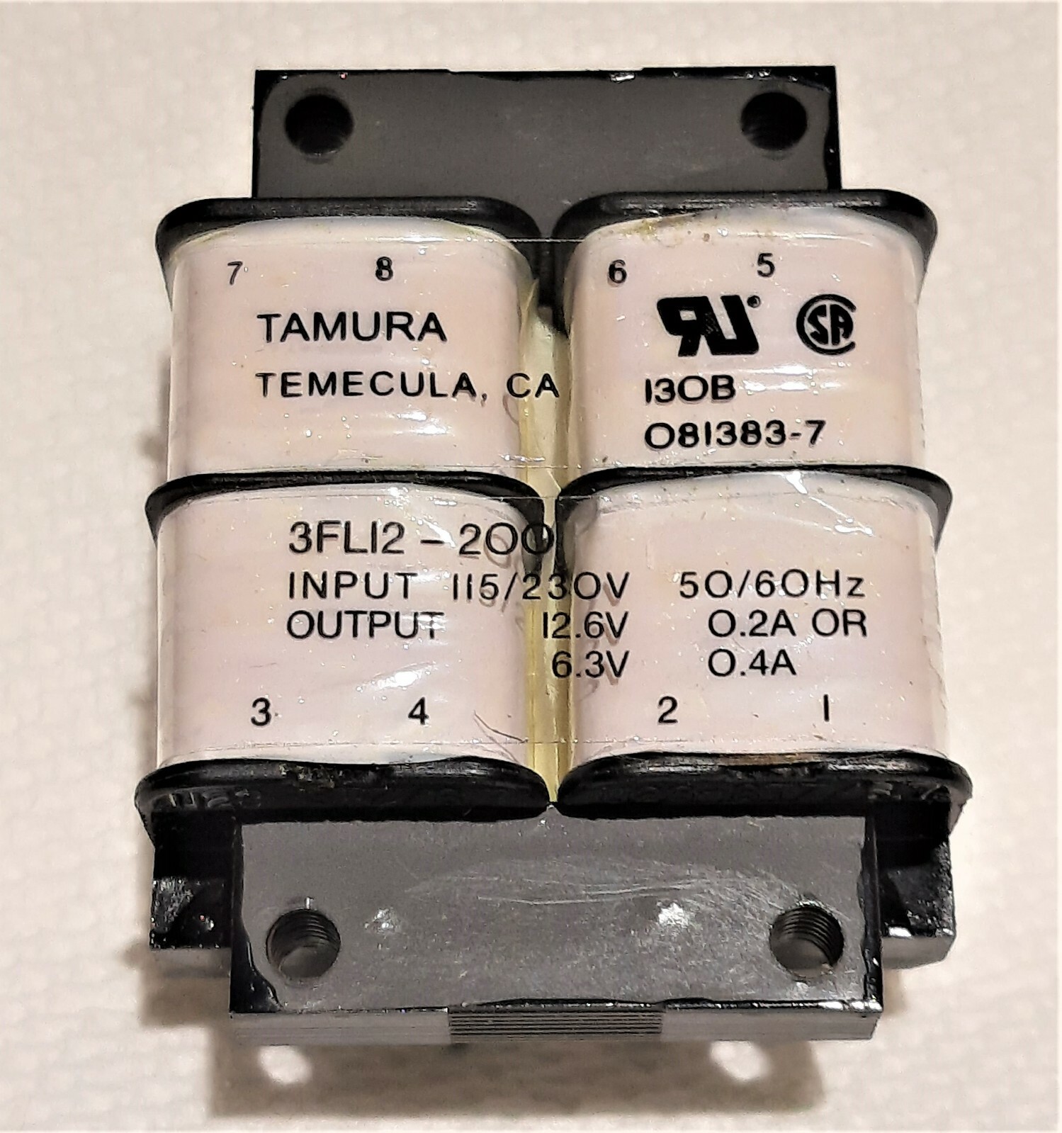 Tamura 3FL12-200 115/230V Primary dual 6.3V Secondary 2.5VA Flat PCB mount