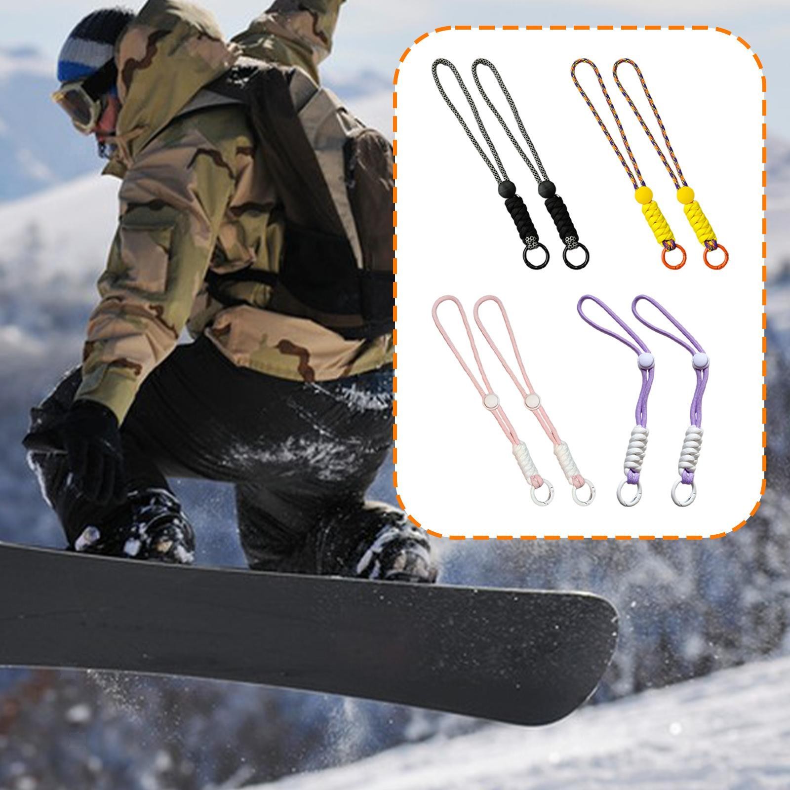 2 Pieces Ski Gloves Wrist Straps Keychain String Portable Anti Loss Lanyard