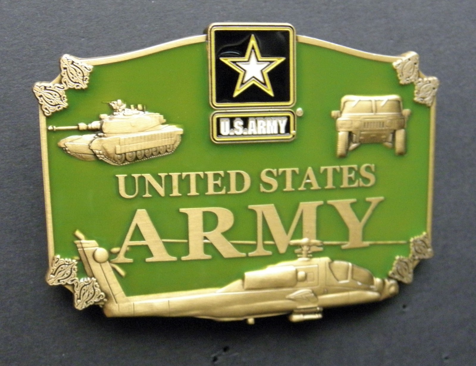 US ARMY METAL ENAMEL BELT BUCKLE 3.1 INCHES