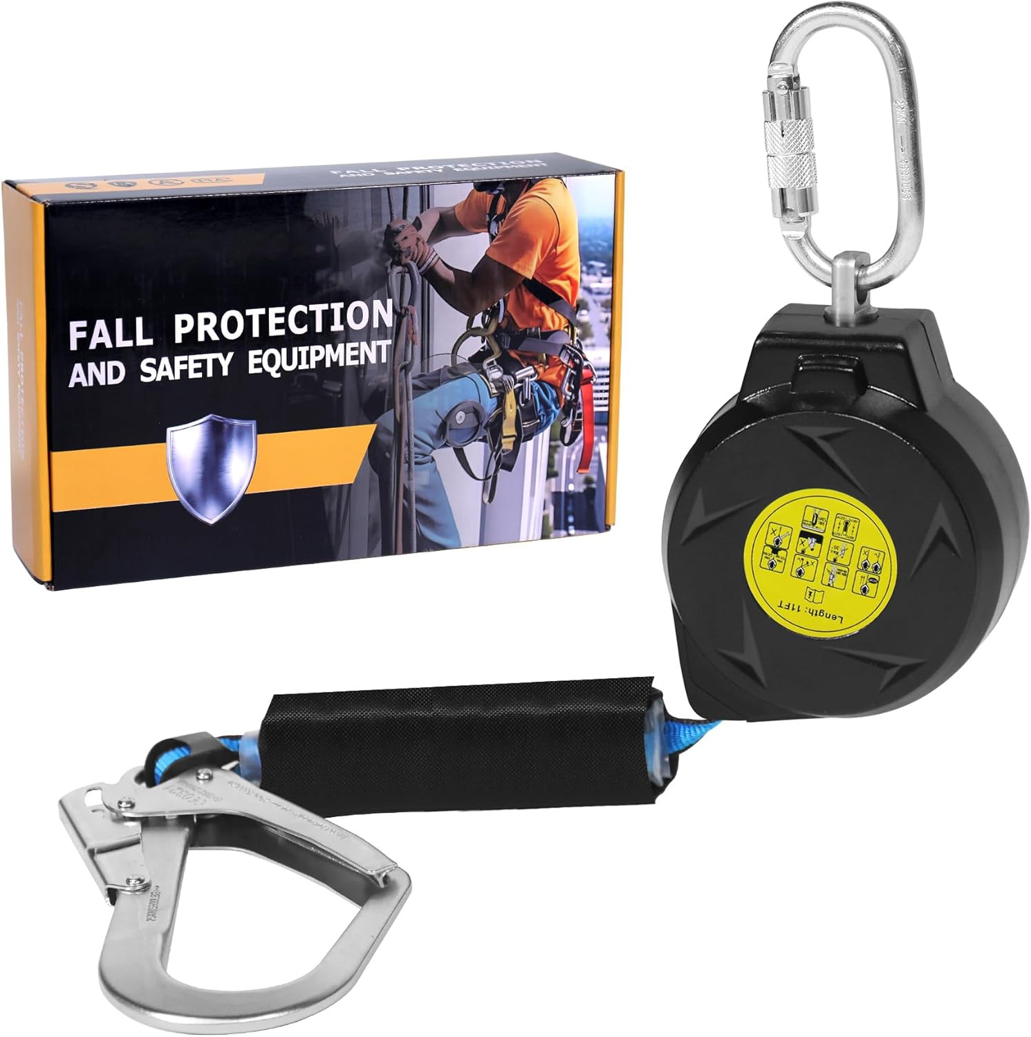 11FT Self Retracting Lifeline Fall Protection Retractable Lanyard, Fall Arrest S