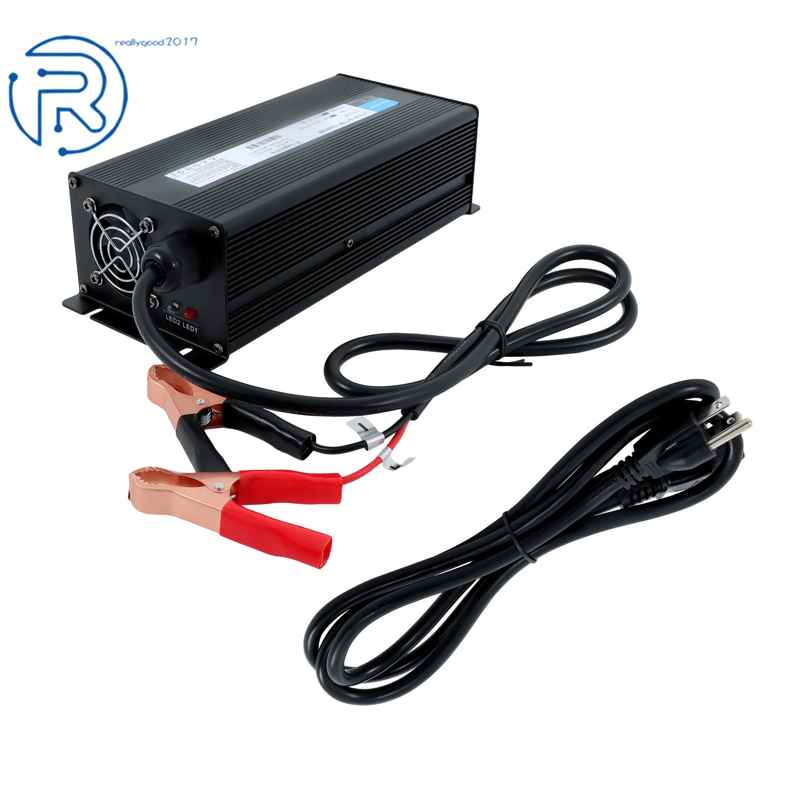 Black 24V 20A For RVs Commercial Vehicles Boat LiFePO4 Lithium Battery Charger