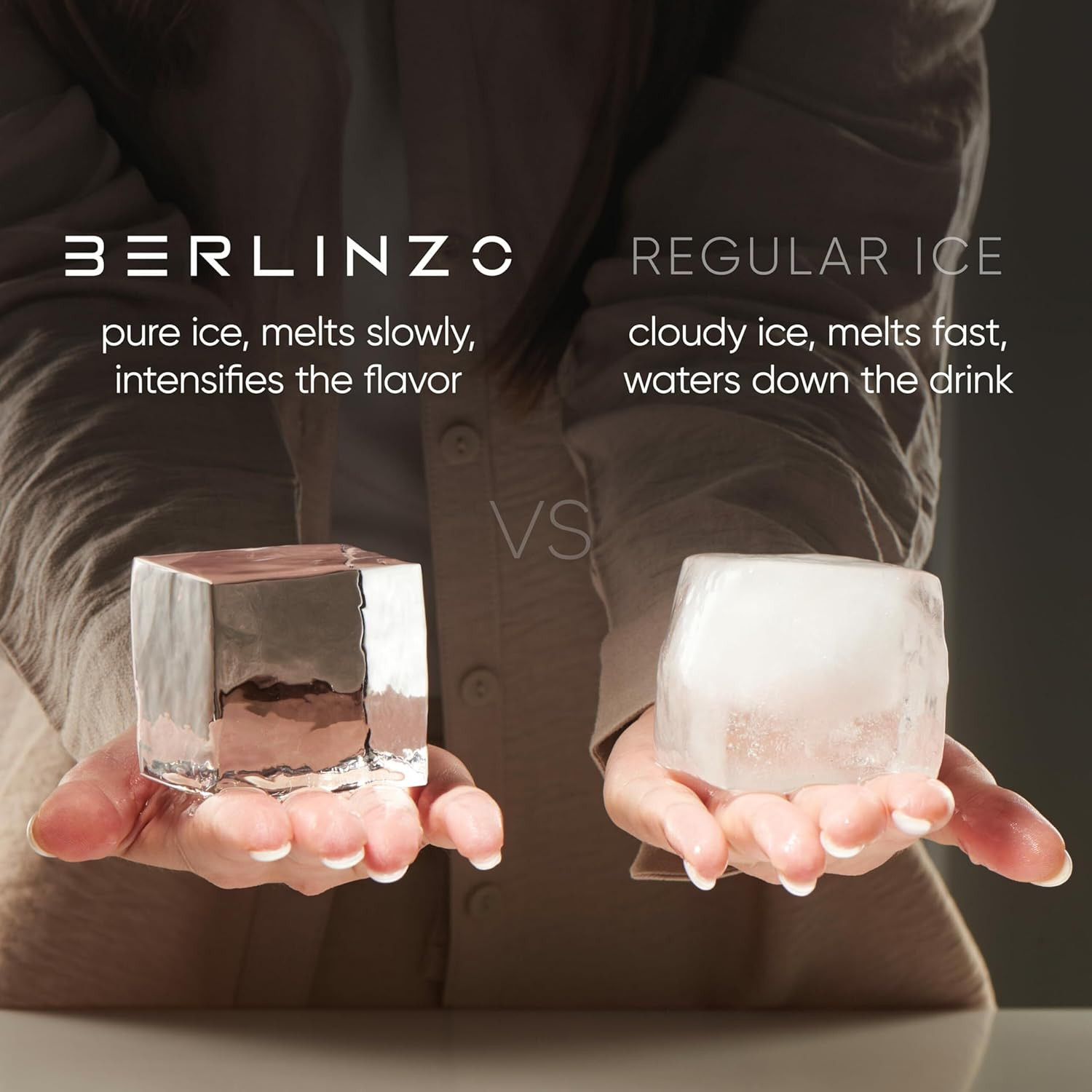 Premium Clear Ice Cube Maker with Conversation Ice Prints – 4 Large 2.1" Crystal