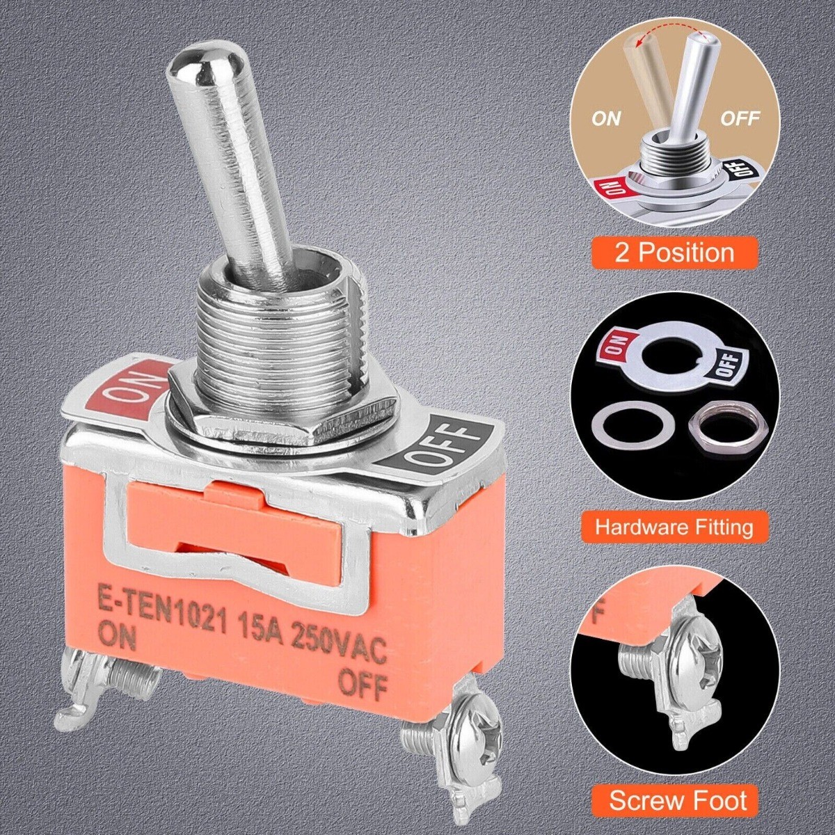5 PCS Toggle Switch 12V ON OFF ON Car Flick Dash