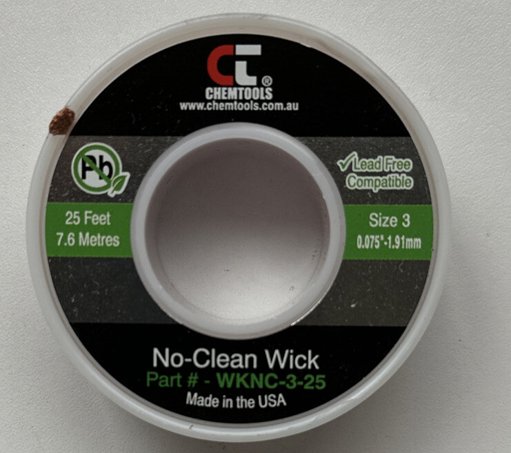 .075” 1.91mm  X 7.5M No-clean WICK BRAID CHEMTOOLS #3 WKNC-3-25 25 Feet