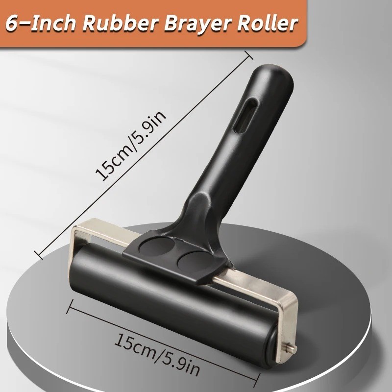 2Pcs Hard Rubber Brayer Rollers (4 Inch and 2.2 Inch) for Printmaking, Ink Print