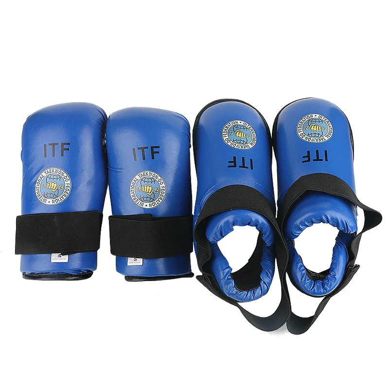 Taekwondo ITF Gloves Foot Guard Set Protector Ankle High Quality PU Leather ITF