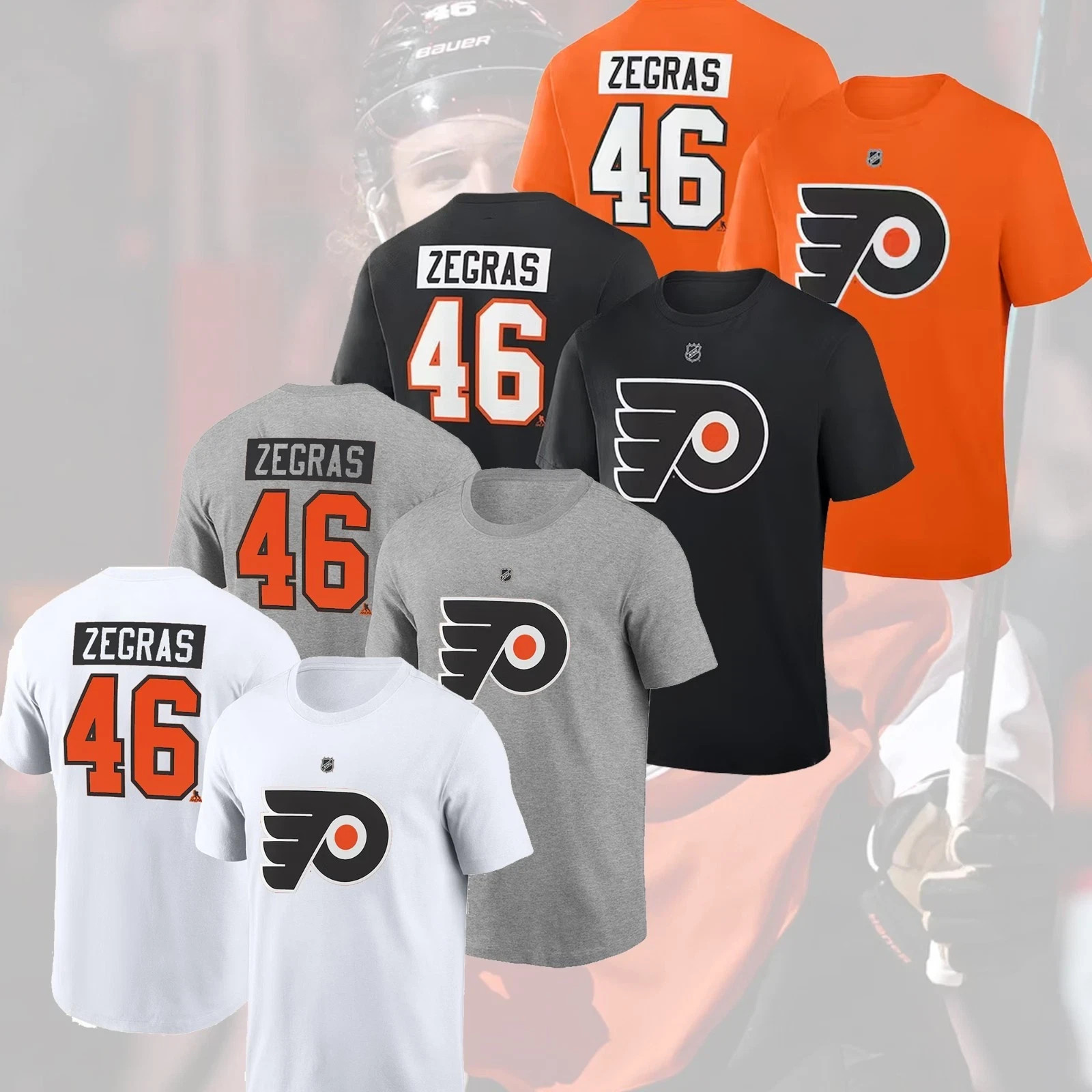 SALE - Trevor Zegras #46 Philadelphia Flyers 2026 Player Name & Number Fan Look