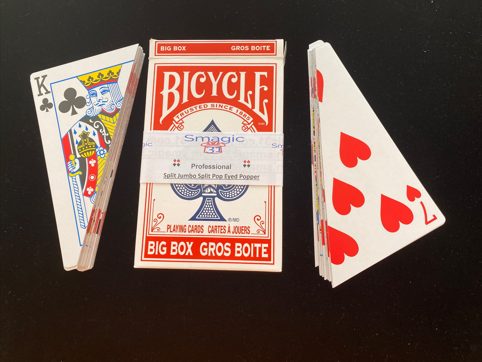 Jumbo Split Card Trick Bicycle Deck Diagonal Cut, You Choose The Force Card.
