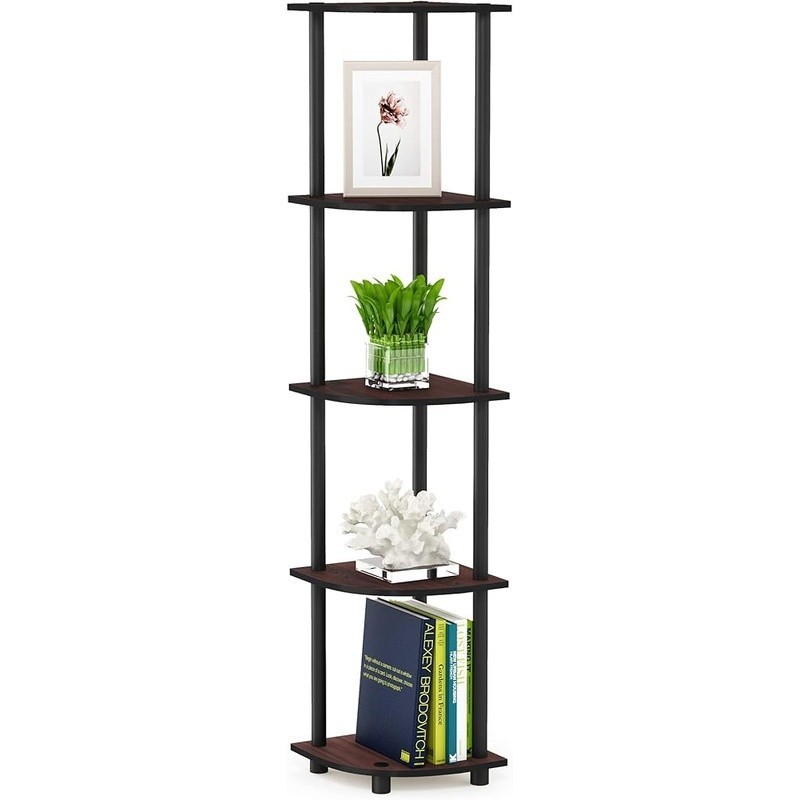 Corner Shelf 5 Tier Space Saving Storage Bookshelf Apartment Dorm Room New