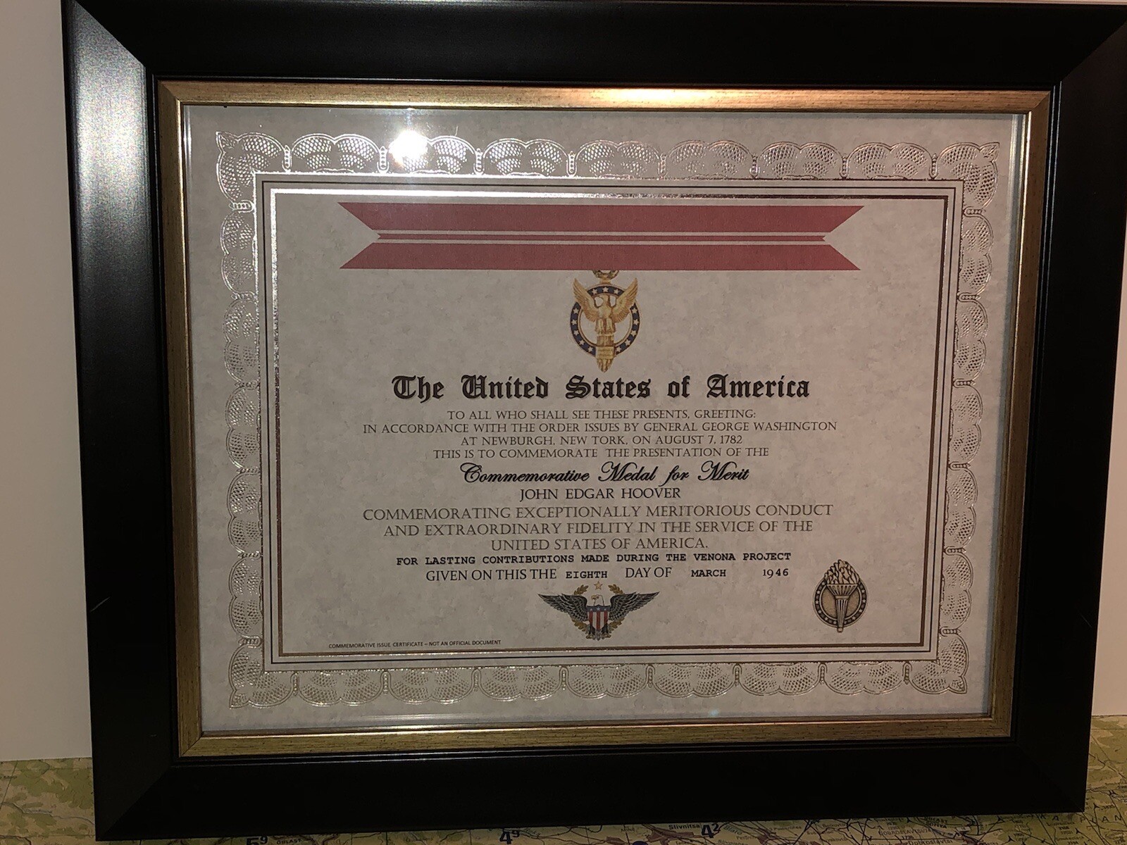 COMMEMORATIVE MEDAL FOR MERIT CERTIFICATE - Type-1