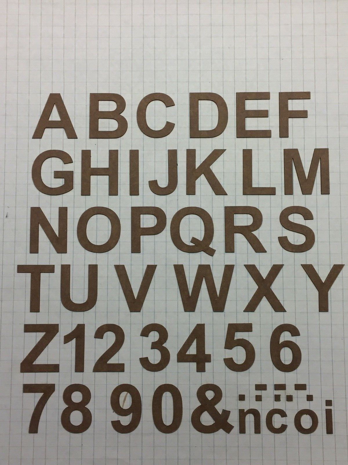 Laser Cut Letter Set Arial Bold 1" 150 Pcs. O, HO N Scale Modeling