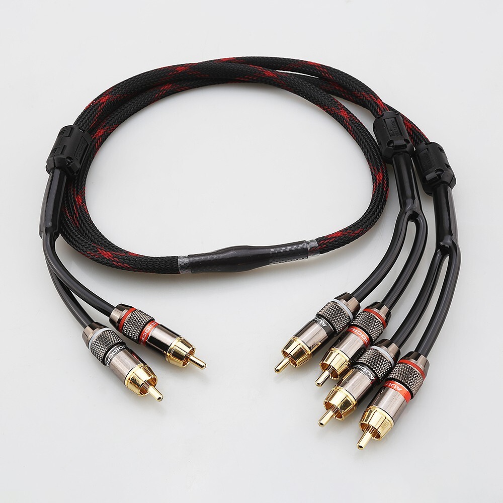 2 Male to 4 Male RCA Adapter HIFI Gold Plated RCA Splitter Audio Extension Wire
