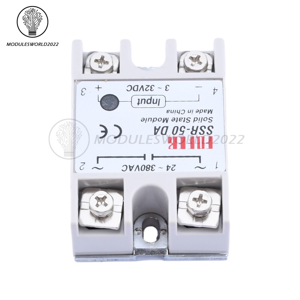 SSR-50DA 3V~32V DC to AC 24V~380V 50A 250V Solid State Relay Module