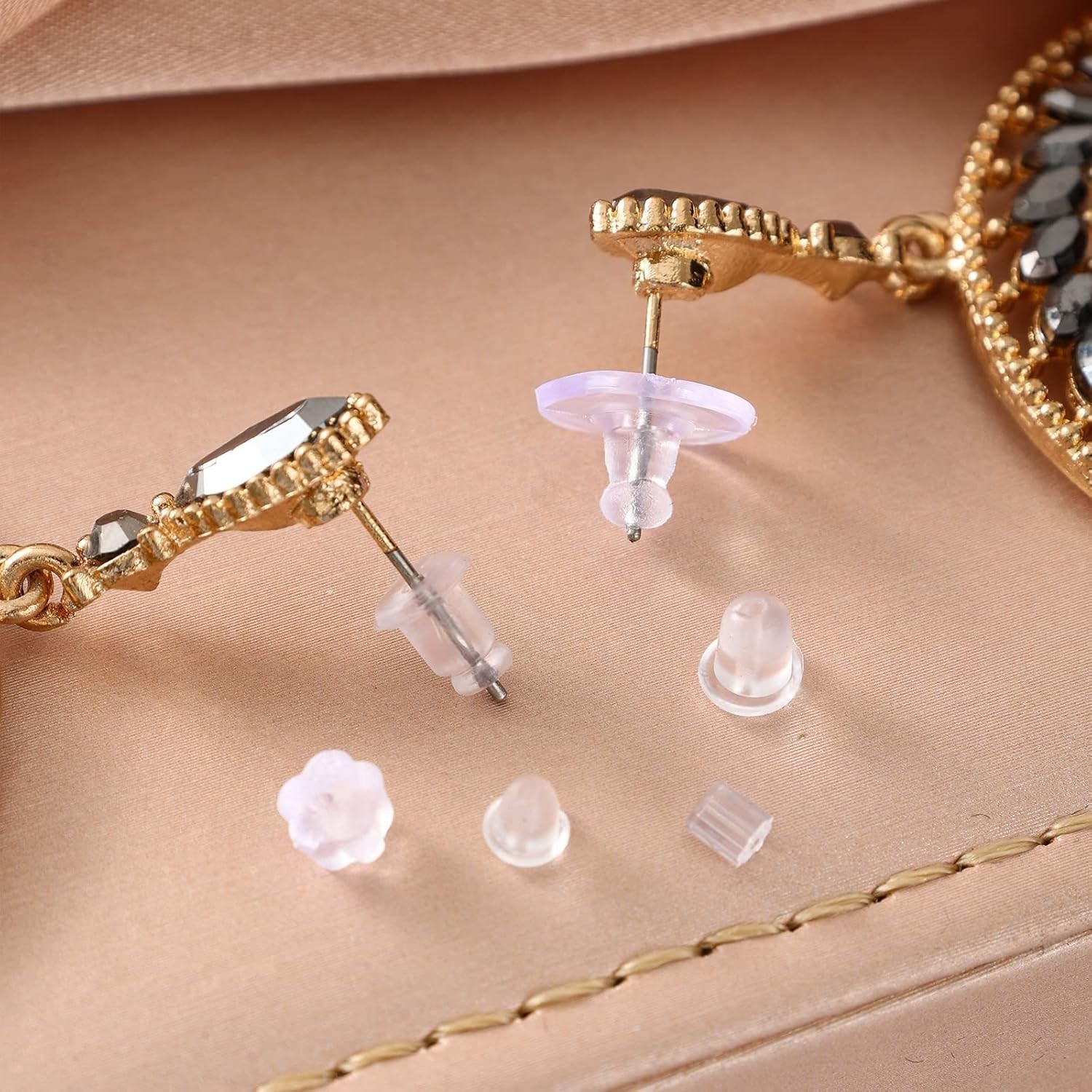 6 Styles Silicone Earring Backs for Studs, 600 Pcs Clear Soft Earring Backings H