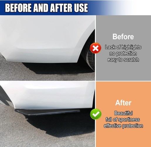 2PCS Car Rear Bumper Canard Diffuser Protector, Anti-Collision Si Color: Black
