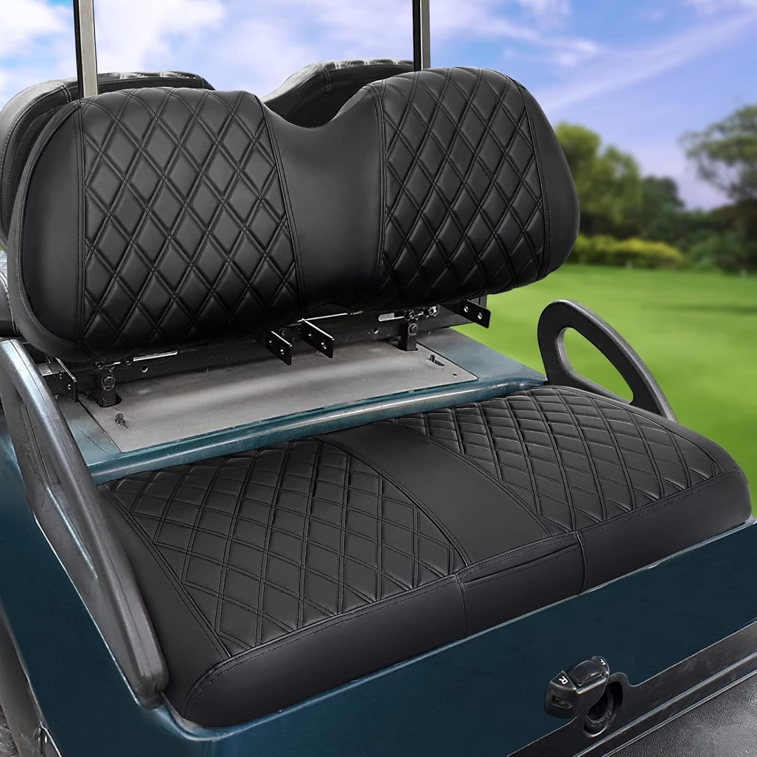 iLSKW Golf Cart Seat Covers for Club Car Precedent OEM Ordinary Seat, PVC Front