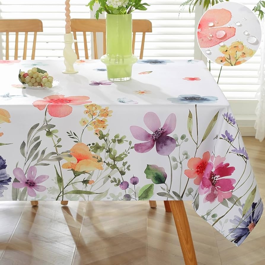 Spillproof Spring/Summer WATERCOLOR Heavyweight 84" x 60"  WILD FLOWERS Harper