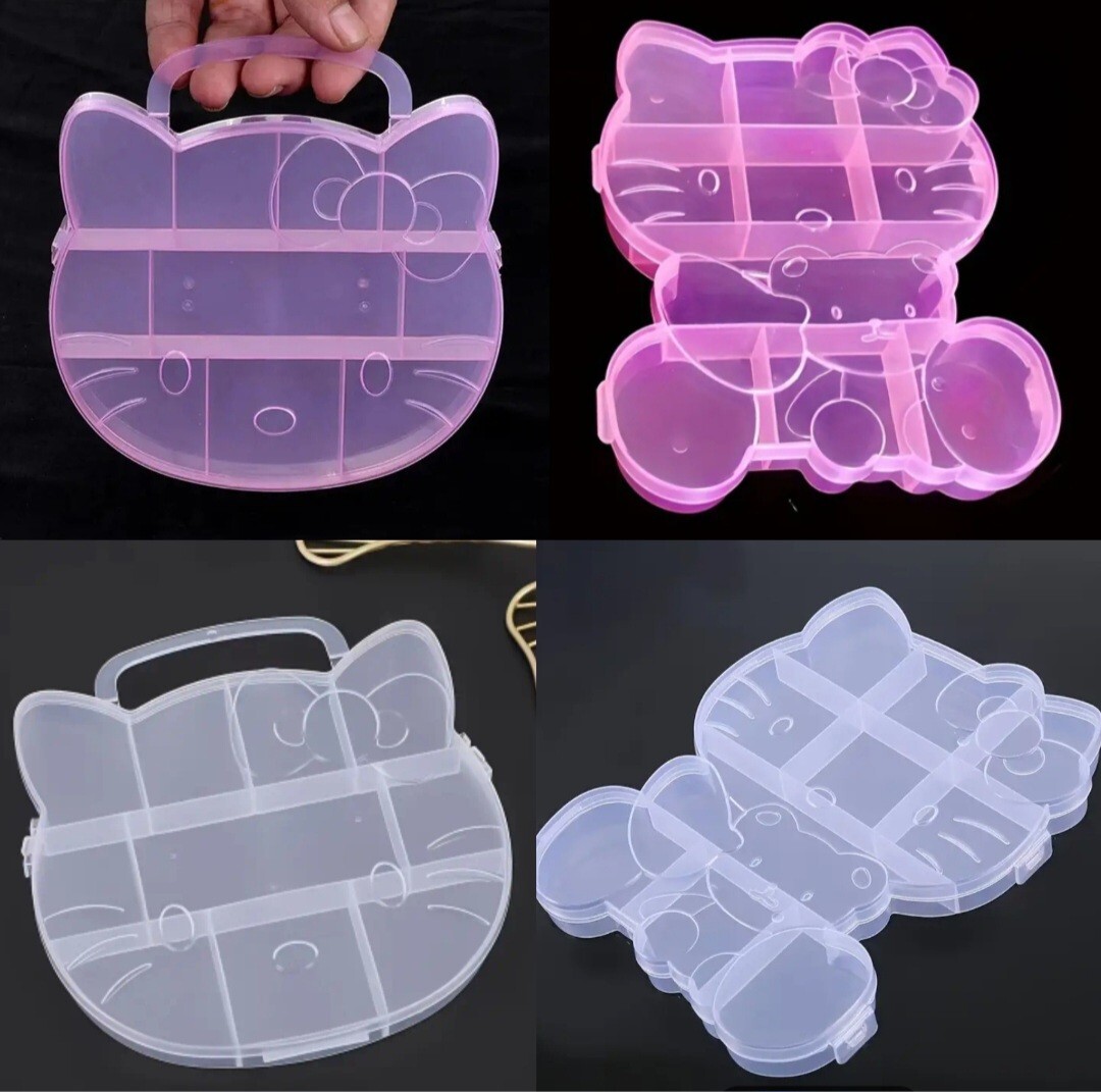 Hello Kitty (Set Of 2) Jewelry Beads Accessory Case Plastic 10 Compartments DEAL