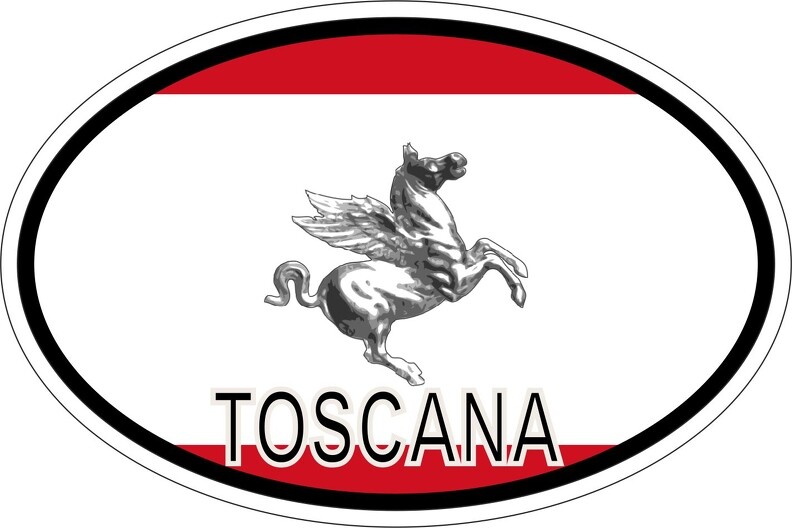 Oval Sticker Italy Tuscany Flag Country Code