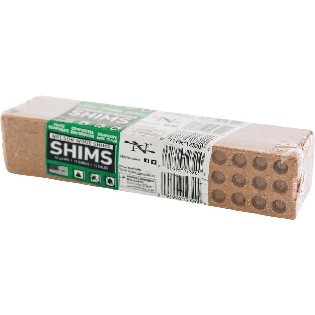 Nelson Wood Shims 8 In. L Holed Composite Shims (12-Count) WC8/12/32/78HN Nelson