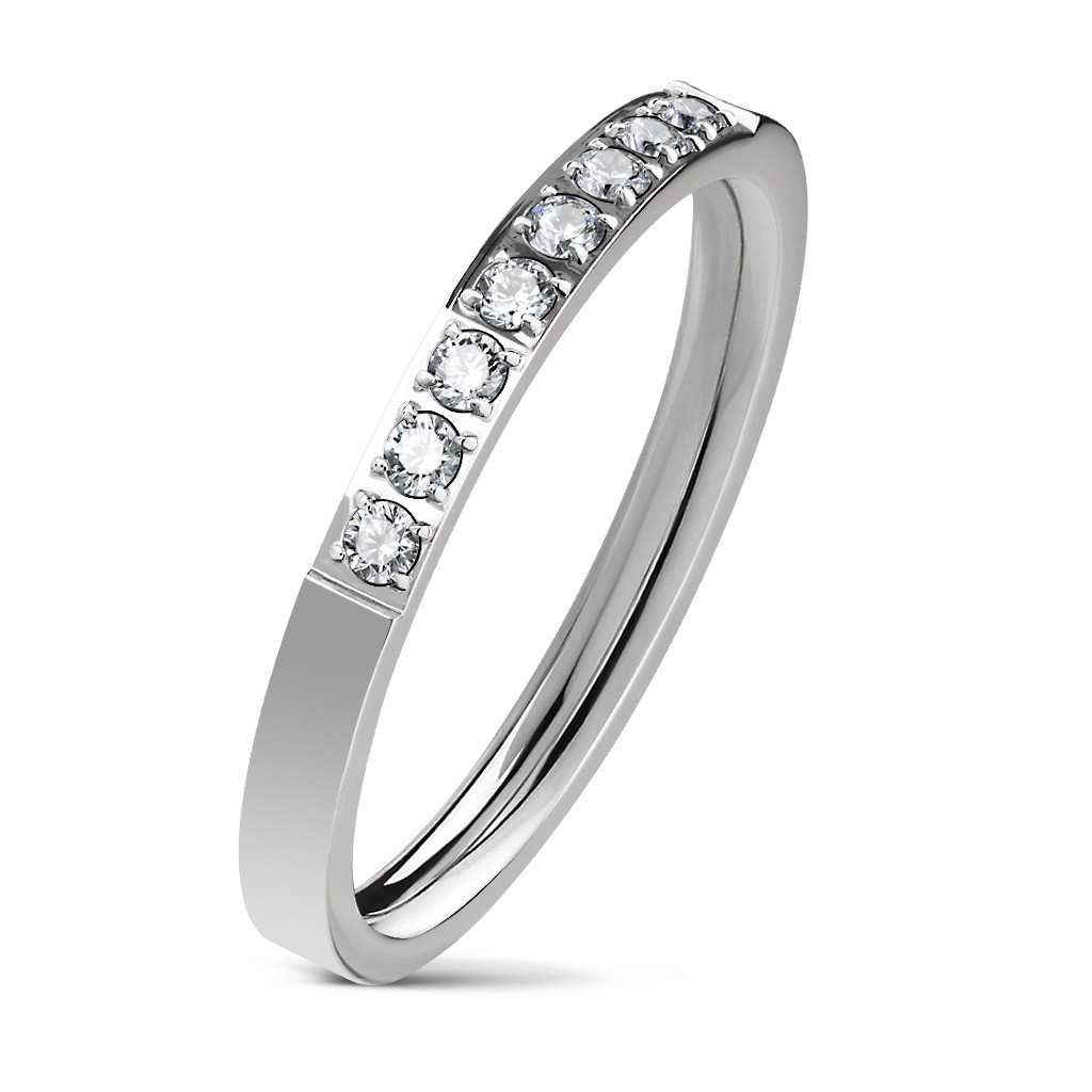 Women Steel 8 CZ Cz Wedding Engagement Ring Convenient 3mm M6104