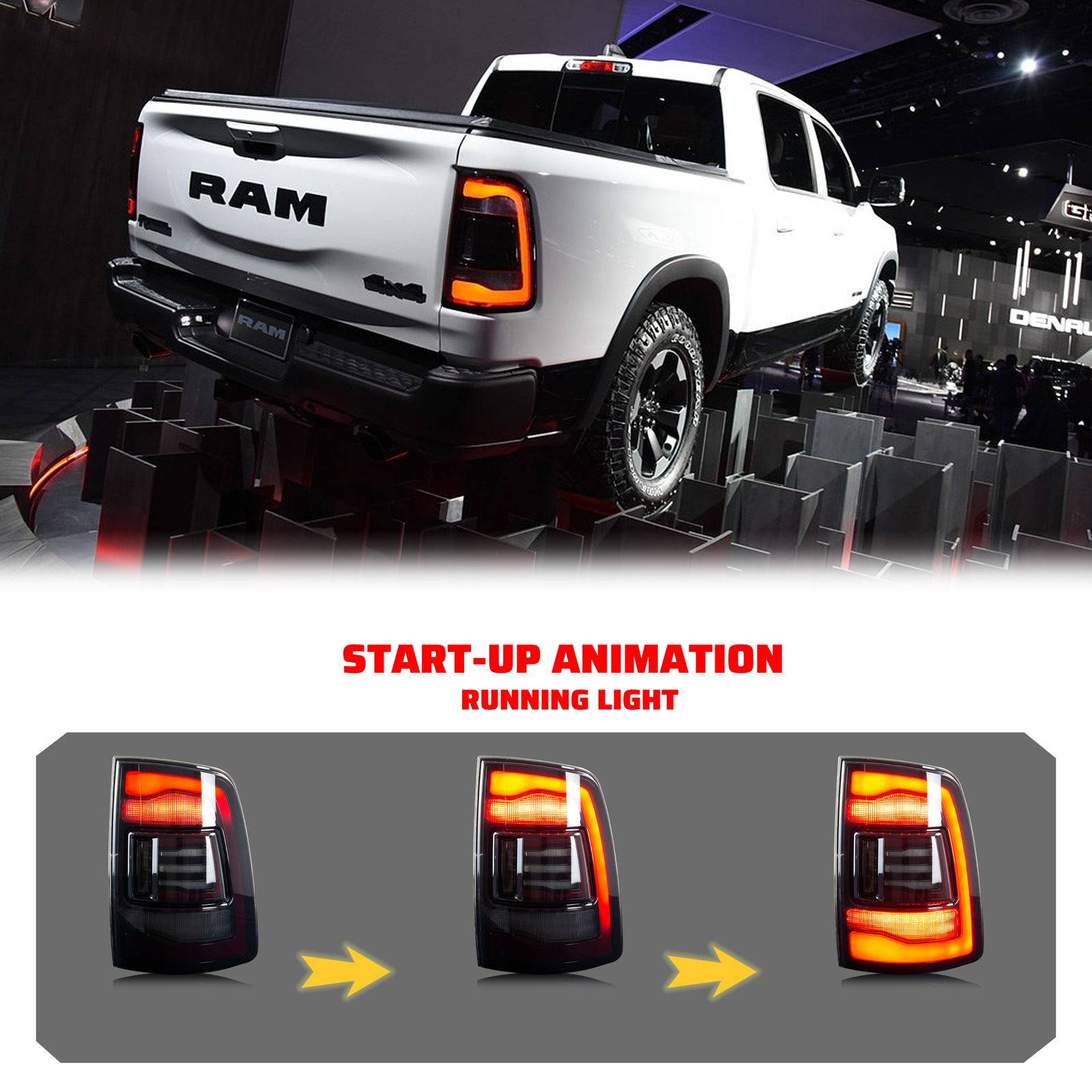 LED Black Tail Lights for Dodge Ram 4th Gen 2009-2018 Sequential Rear Lamps