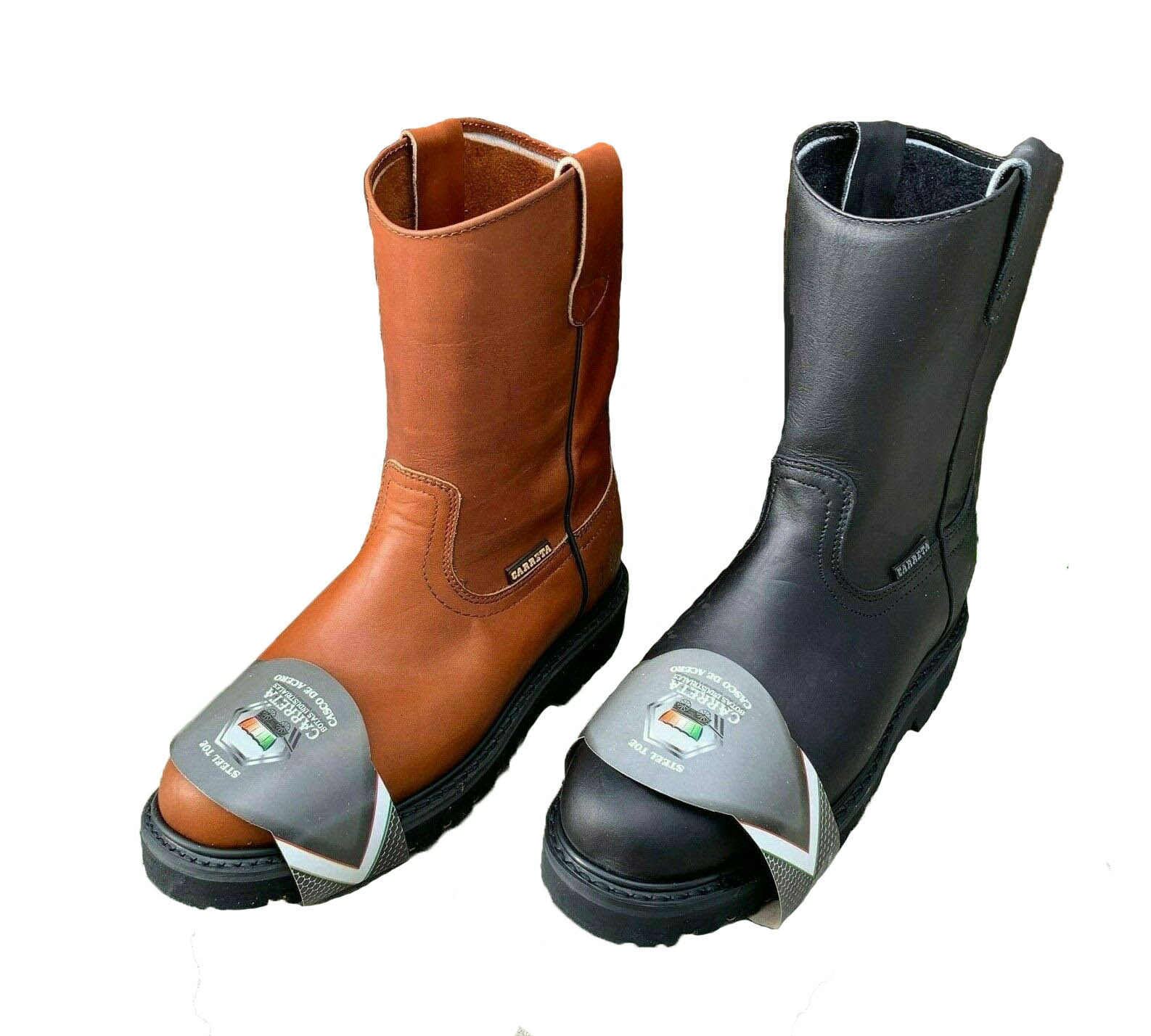 Bota de Construccion Con Casquillo Men's STEEL TOE Work Pull On Leather BOOTS