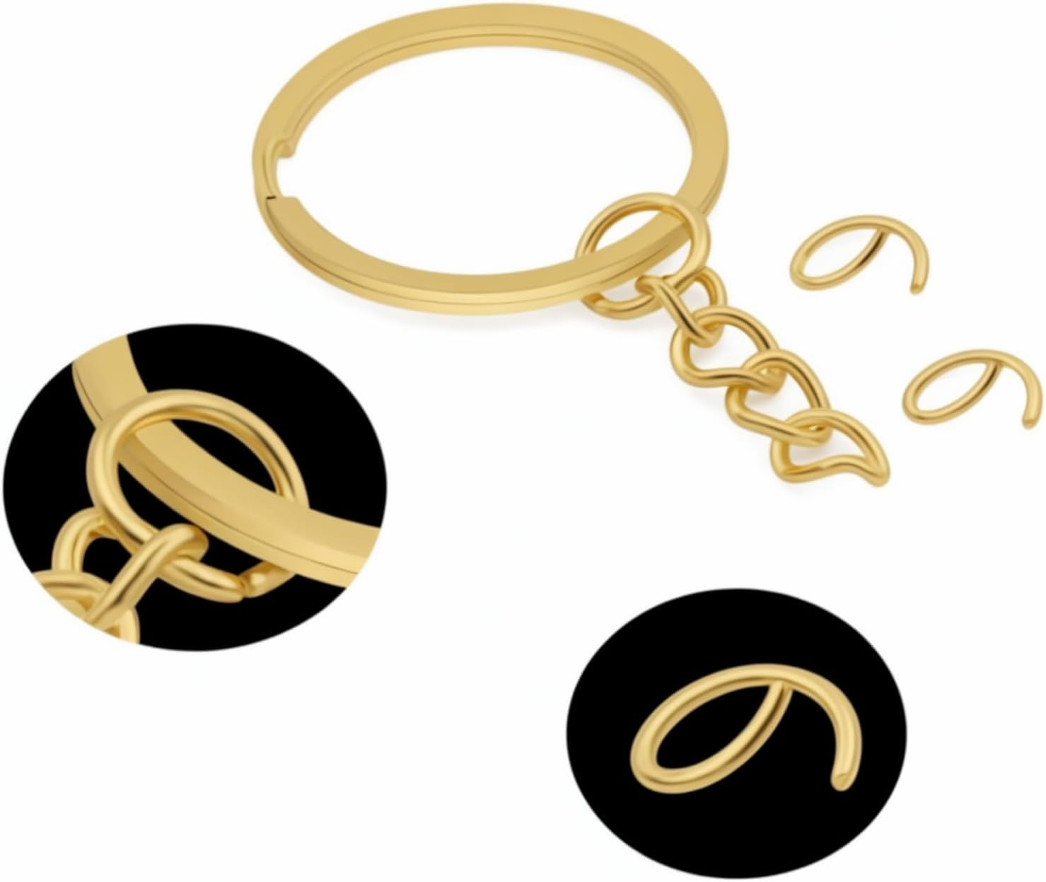 100Pcs Keychain Key Ring with Chain Bulk Split Key Chain,1.1 Inch Key Chains Par