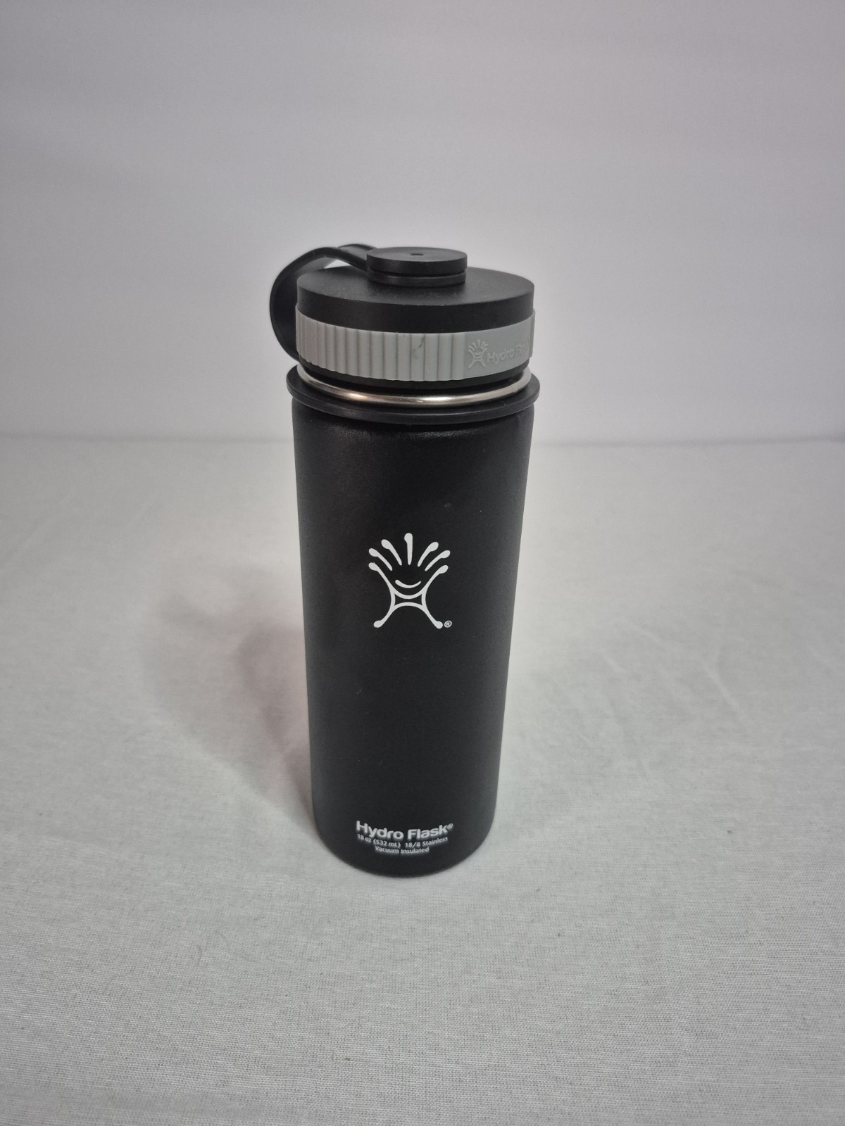18oz Black Hydroflask Screw Lid Water Bottle Logo Graphic Design
