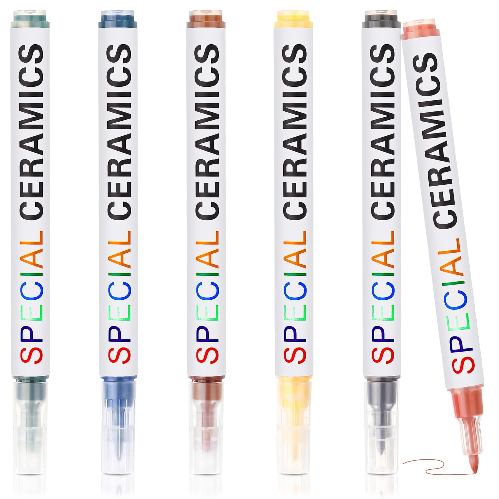 6 Pcs Underglaze Colored Pen for Pottery Ceramics Underglaze Marker DIY Ceram...