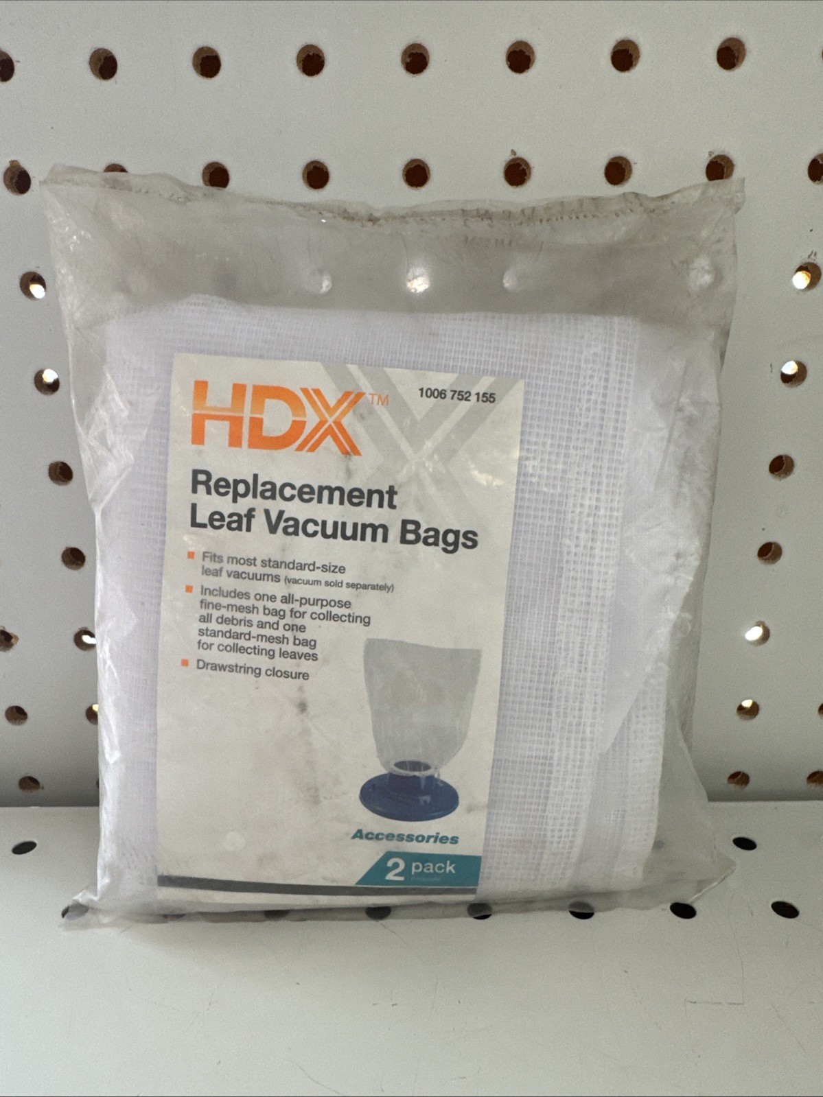 1 - Pack of 2 HDX Leaf Vacuum Bag Mesh Drawstring 19.25in x 14.25in for  Vacuums