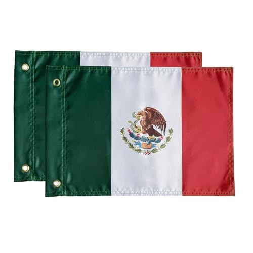 2 Pack Mexico Flags for Whip Lights or Antenna Flag Poles, 12" x 18" Double