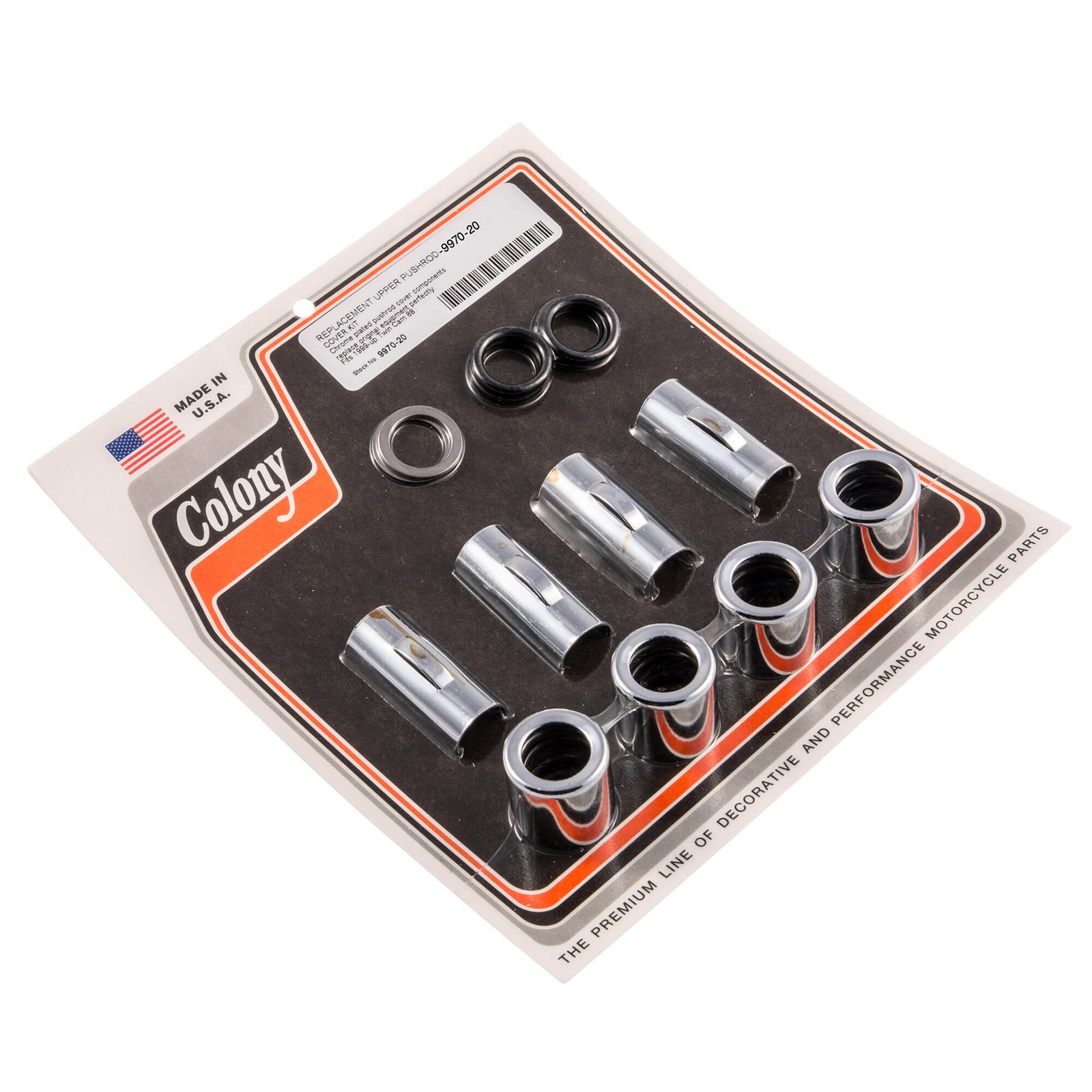 #9970-20 Upper Pushrod Cover Kit Chrome Harley Twin Cam 99-up USA made Colony Ma