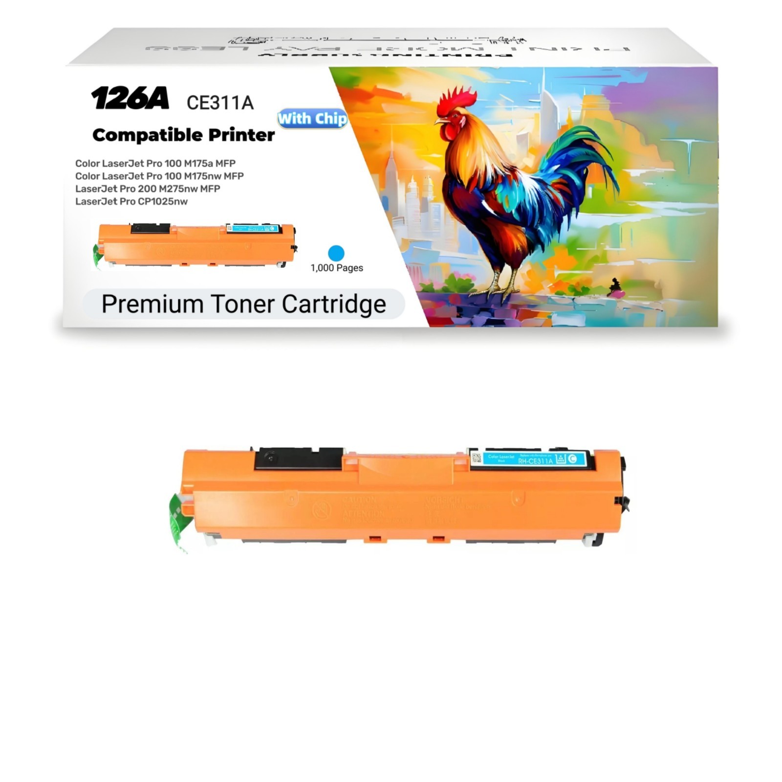 126A Toner Cartridge Fits for HP 126A CE311A 312A Color LaserJet CP1025/CP1025nw