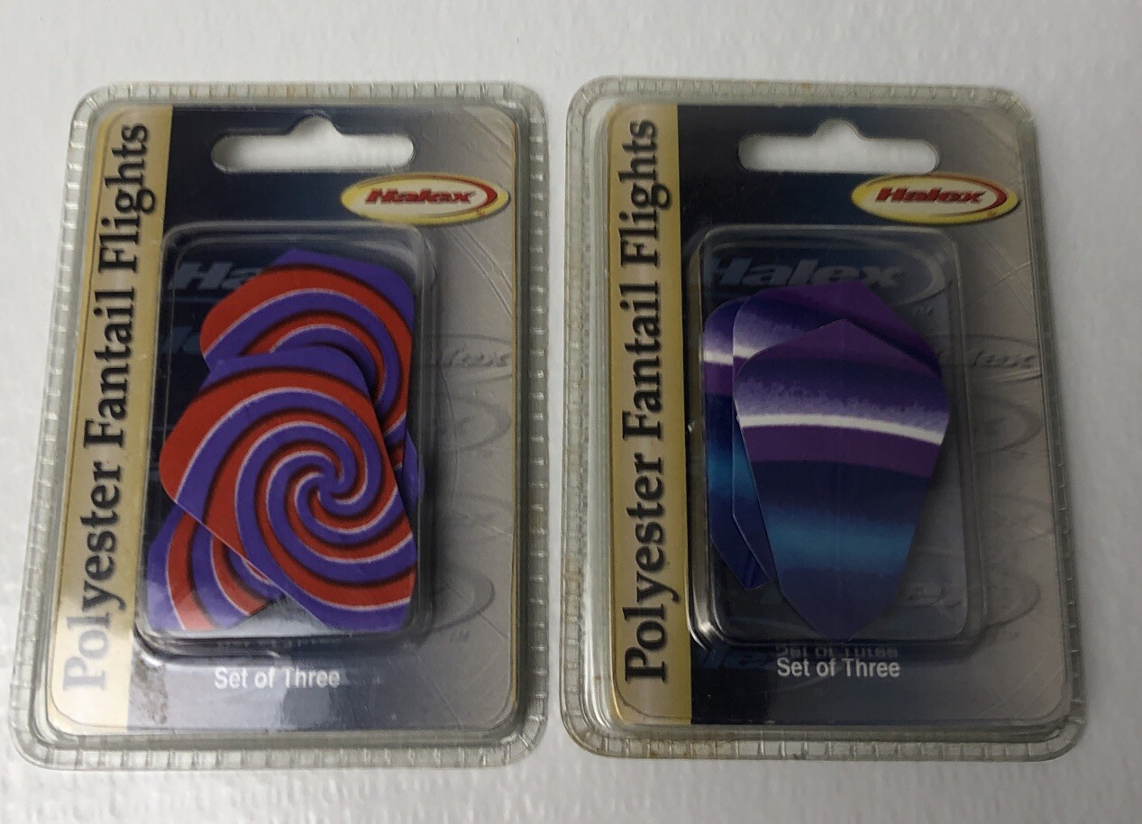 New Halex Polyester Retro Fantail Dart Flights 2 Sets of 3