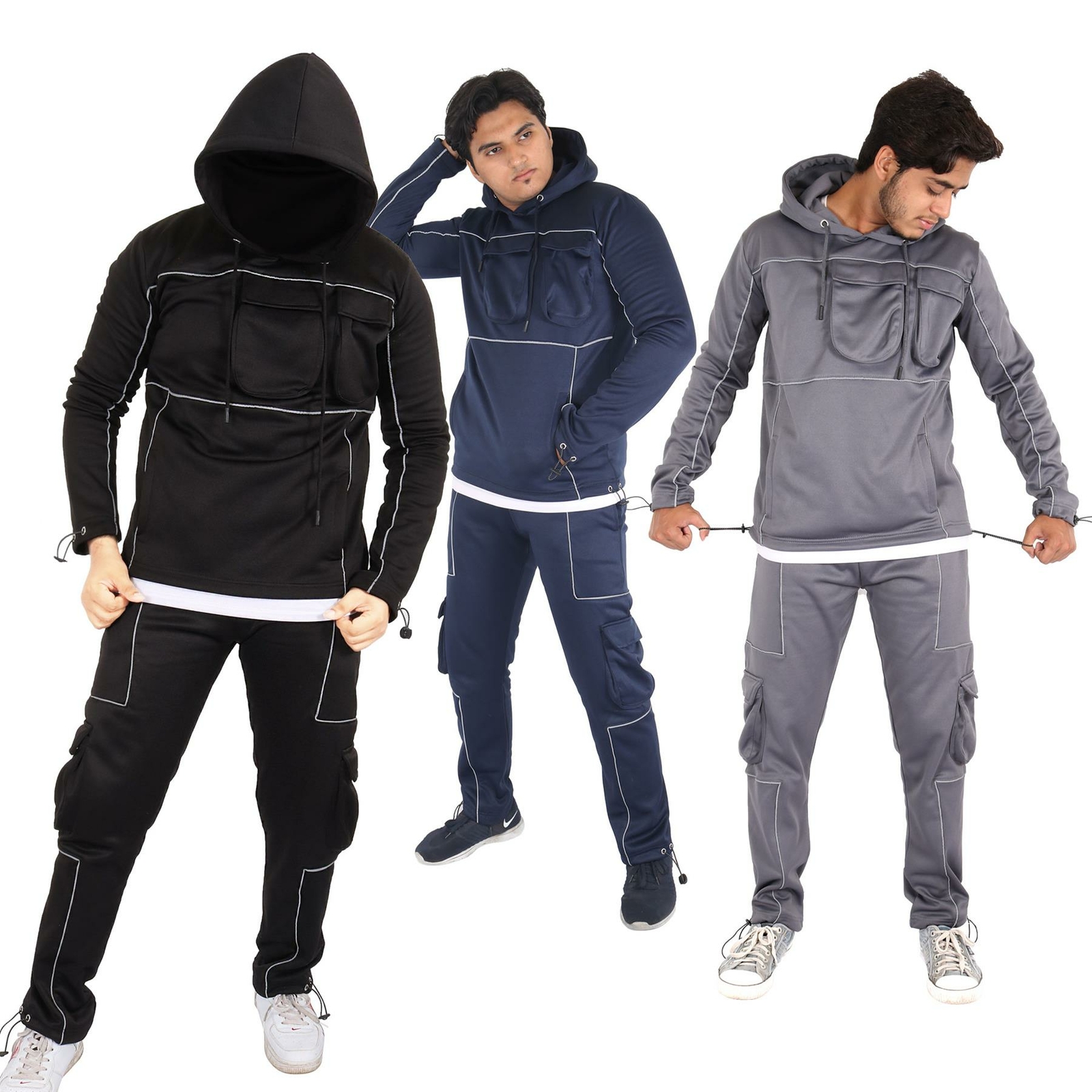 Adults Fashion Mens Plain Tracksuit Hoodie Sweatpants Hooded Top & Bottom Gym