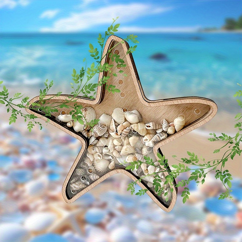 1Pc Wooden Starfish Storage Tray Ocean Organizer Crystals Shell Beach Decor Gift