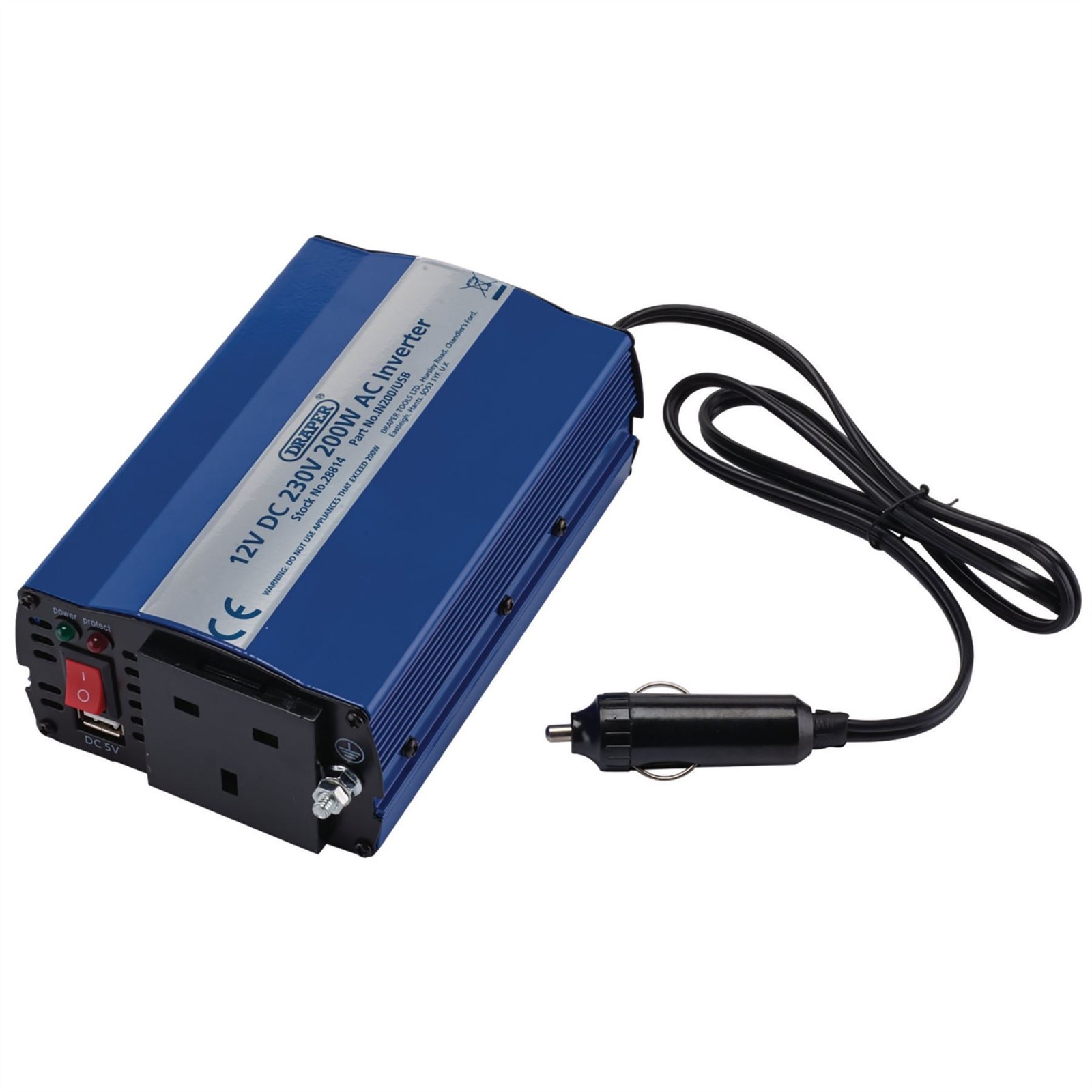 Draper 28814 12V DC-AC Inverter 200W