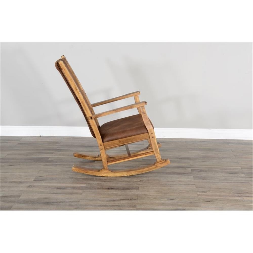 Pemberly Row Set of 2 Farmhouse Mindi Wood Rocking Chair in Rustic Oak