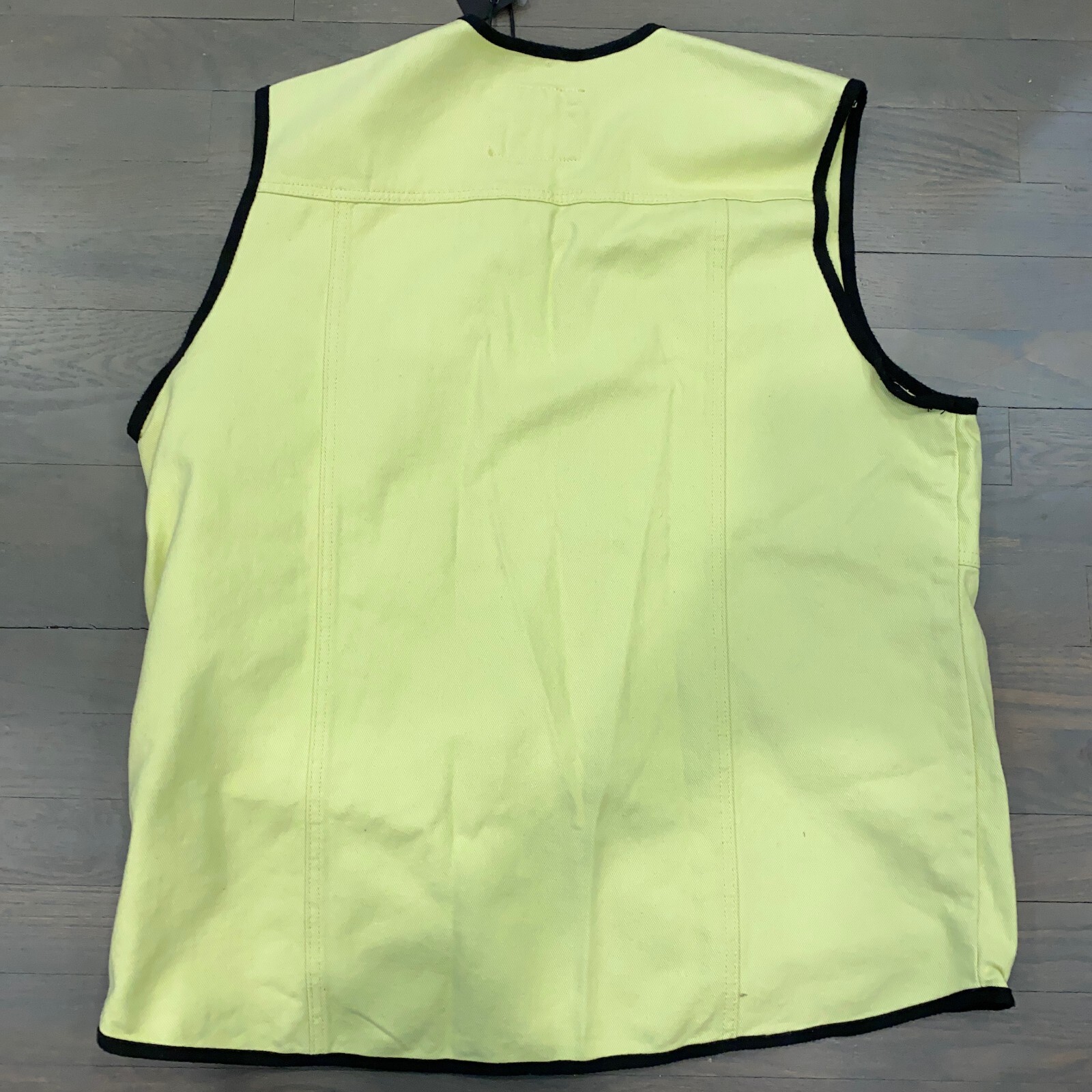 Karl Kani Neon Yellow Denim Utility Vest Retro 90's Men's Size Large NWOT