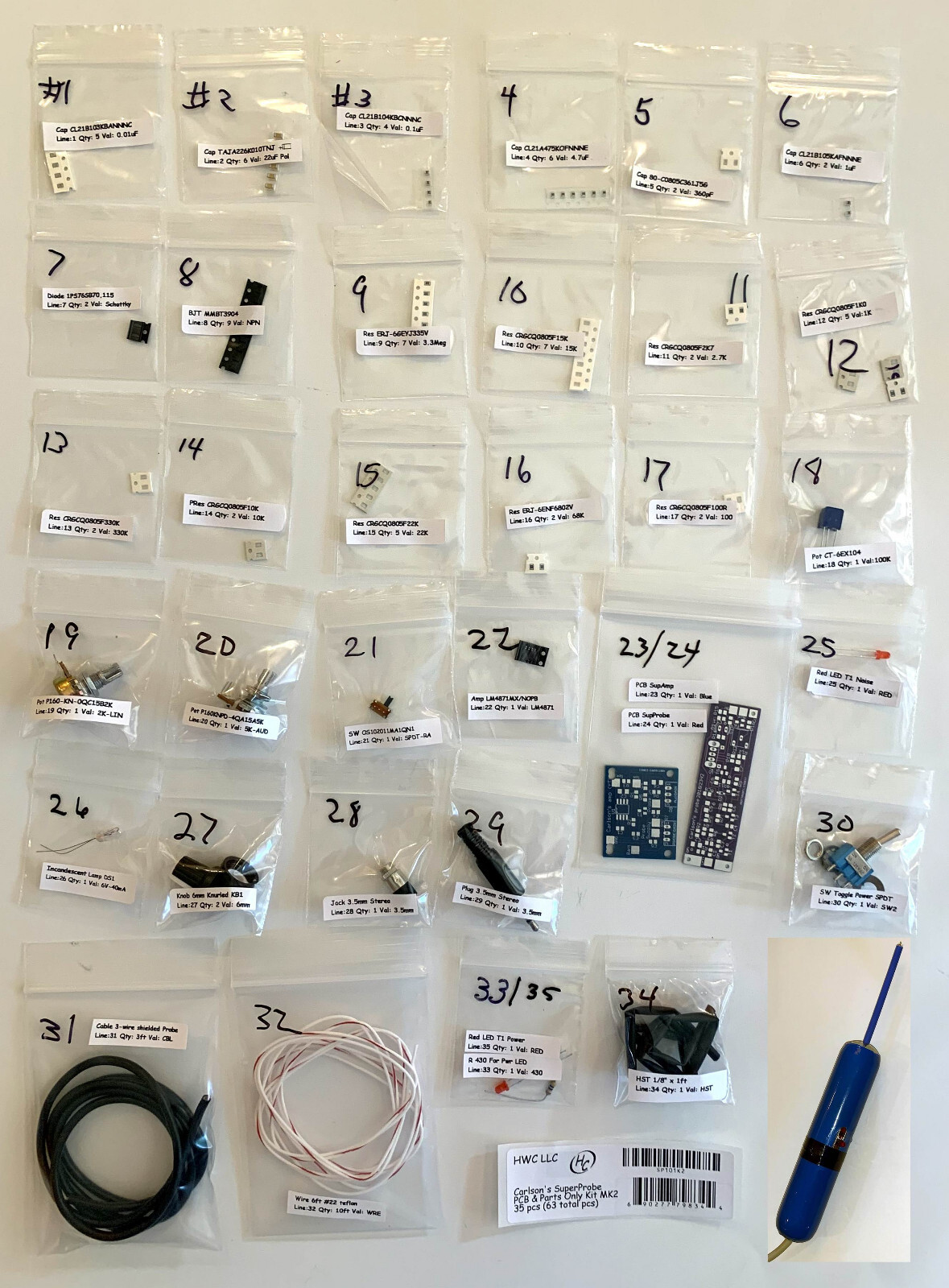 Carlson Super Probe MK3 Assembled & Tested PCBs From YouTube with SS Probe Kit