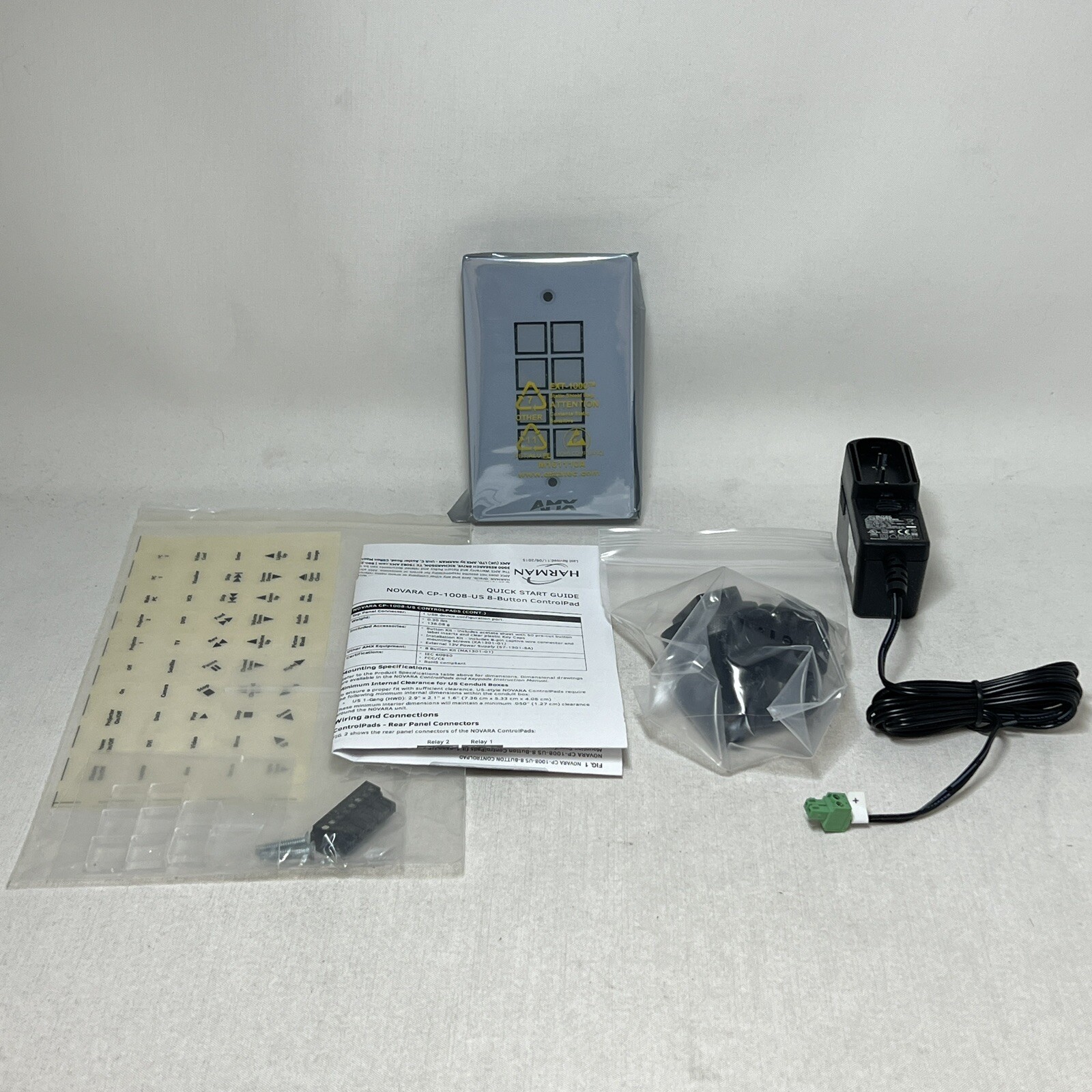 AMX FG1301-08-SW CP-1008-US Novara 1000 Series 8 Button Control Pad Keypad White
