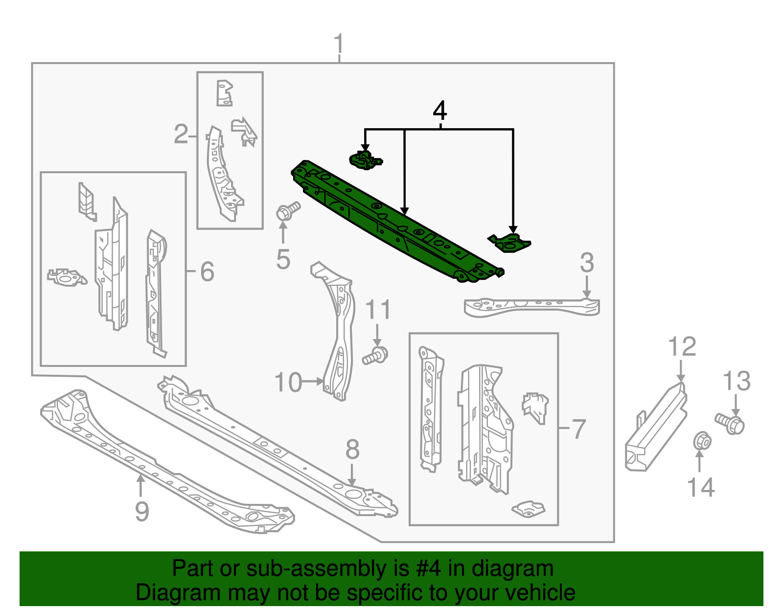Genuine Subaru Upper Tie Bar 53029FL01A9P